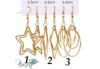 Серьги "Геометрия" набор MIX. Цена за 3 пары. Цвет: золото + 6 стопперов